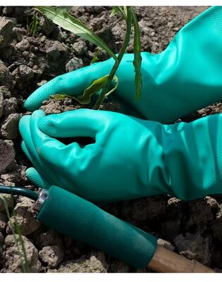 Unflocked Lining Green Nitrile Hand Glove 15 Mil Thickness Heavy Duty Safety Gloves Chemical Resistant Protective Wear